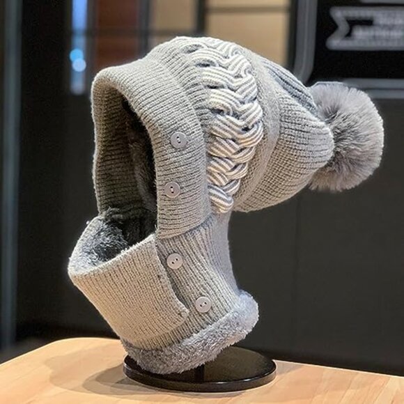 Fleece Lined Balaclava Beanie Set, One-Piece Winter Mask for Outdoor Activities main image 5